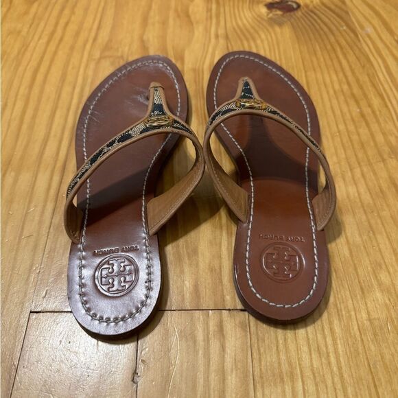 Tory Burch Cameron Thong Wedge Sandals Snakeskin-Embossed Women's Size US 5.5M - Picture 5 of 12